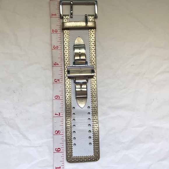 Guess Gold & white leather watch cuff bracelet - Picture 15 of 16